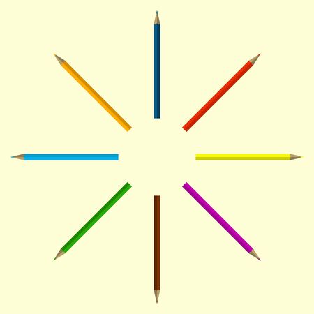 Set of Colored Pencils Forming a Circle - School, Office, Drawingの写真素材