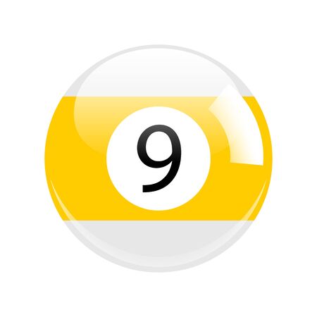 Shiny Yellow Nine Pool - Billiard Ball Icon Isolatedの写真素材
