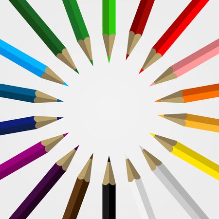 Set of Colored Pencils Forming a Circle with Blank Space for your Content - Schoolの写真素材