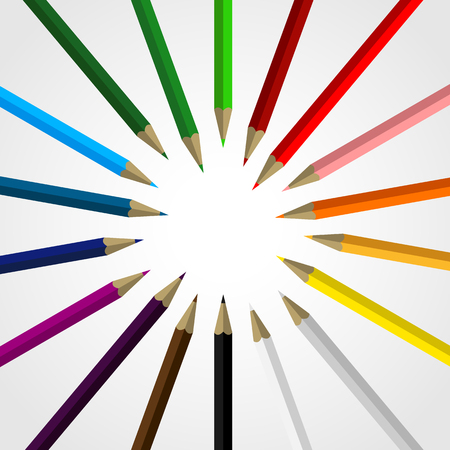 Set of Colored Pencils Loosely Arranged with Blank Space for your Content - Schoolのイラスト素材