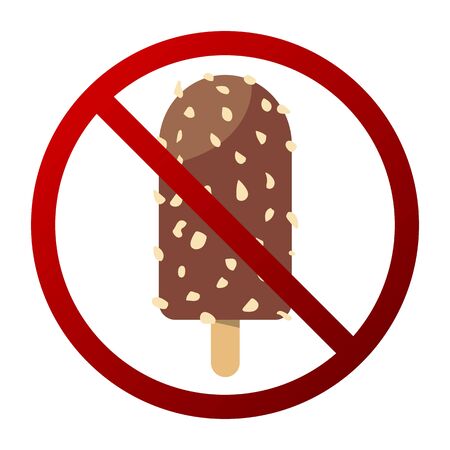 Ice Cream Forbidden Sign Vector Isolatedの写真素材
