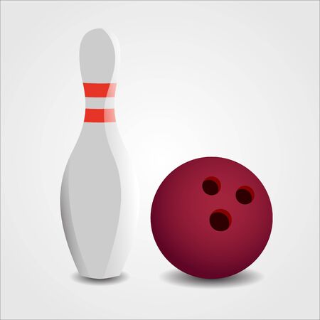 Bowling Pin Standing Next to Bowling Ball Vector Illustrationの写真素材