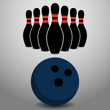Bowling Ball Rolling, About to Strike a Row of Pins Vector Illustrationの写真素材