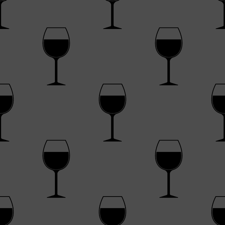 Wine Glass Silhouette Seamless Pattern on Dark Grayのイラスト素材