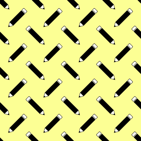 Office - School Pencil Seamless Pattern on Yellowのイラスト素材