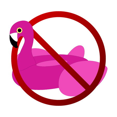 Pink Flamingo Beach Float Forbidden Sign Isolated - Summerの写真素材