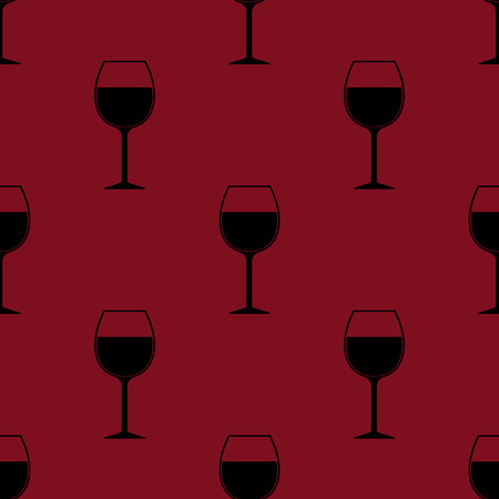 Wine Glass Silhouette Seamless Pattern on Red Bordeauxの写真素材