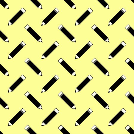 Office - School Pencil Seamless Pattern on Yellowの写真素材