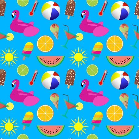Colorful Summer Seamless Pattern - Vacation, Holidaysの写真素材
