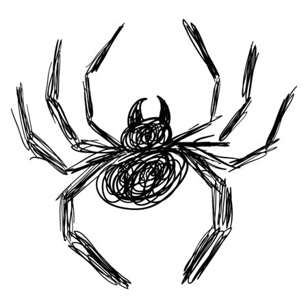 Black Hand Drawn Spider Sketch - Doodle Isolatedのイラスト素材
