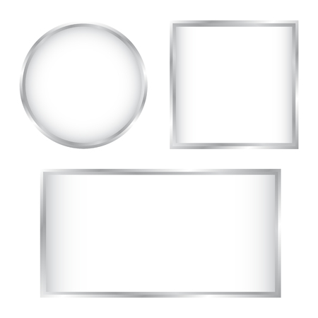 White Glass Buttons with Chrome Frame Set Isolatedのイラスト素材
