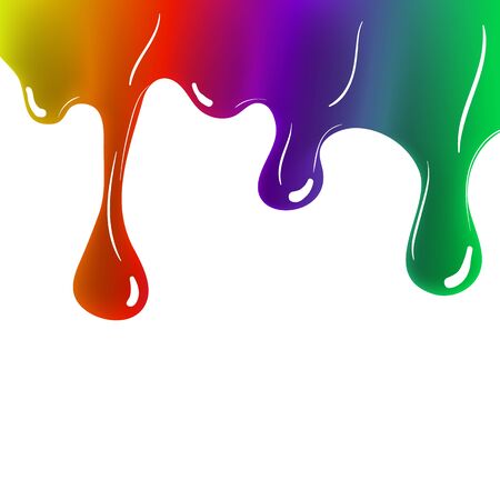 Colorful Paint Dripping on White Background - Colorful Inkの写真素材