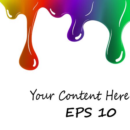 Colorful Paint Dripping on White Background - Colorful Inkの写真素材