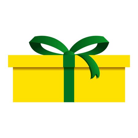 Christmas Gift Box with Yellow Wrapping Isolatedのイラスト素材