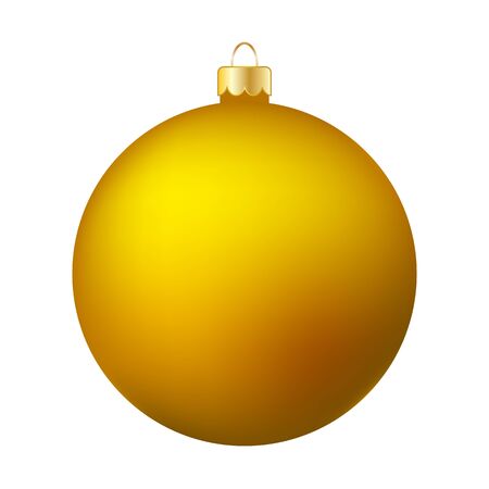 Yellow Christmas Ball Isolated on White - Merry Christmas!の写真素材