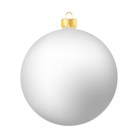 White Christmas Ball Isolated on White - Merry Christmas!の写真素材