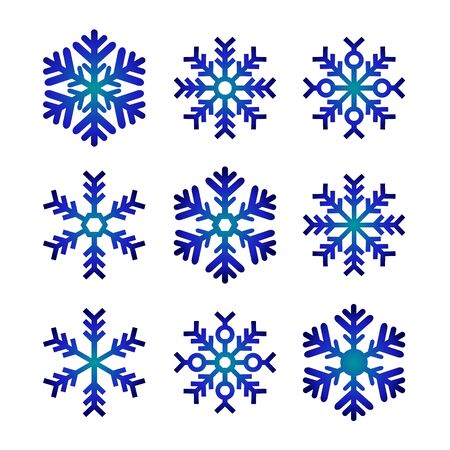 Blue Snowflakes Set Isolated - Christmas, Winter, Coldの写真素材