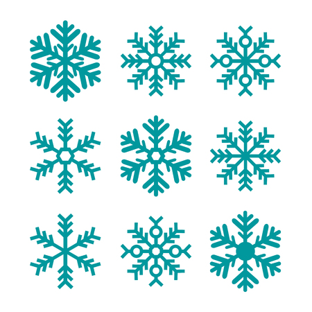 Blue Snowflakes Set Isolated - Christmas, Winter, Coldの写真素材