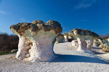 rock formations resembling mushroomsの写真素材