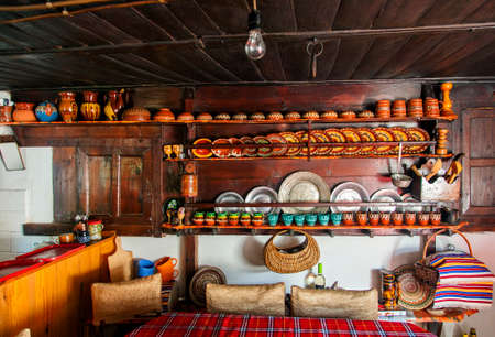 beautiful retro dishes in Bulgarian national styleの写真素材