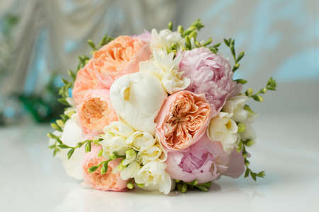Still Life of Brides Pink Orange and White Bouquetの写真素材