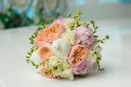 Still Life of Brides Pink Orange and White Bouquetの写真素材