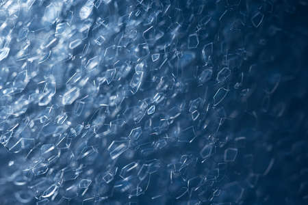 Blue abstract macro photo of the foam in the form of web. Texture of cells backgroundの写真素材
