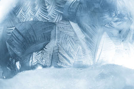 Frozen snow globe christmas magic ball with flying snowflakes. Winter Background. For Christmas and...