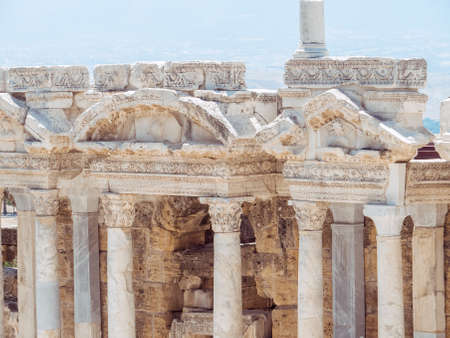 Roman amphitheatre in the ruins of Hierapolis, in Pamukkale, Turkey.の写真素材