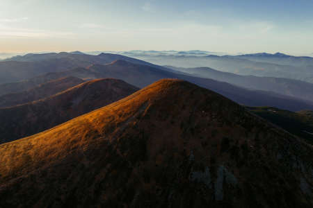 Aerial View of Mountain Hills, Carpathian Mountains Landscape.の写真素材