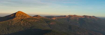 Banner Photo of Mountain Ridge, Carpathian Mountains. Mount Hoverla, Ukraineの写真素材