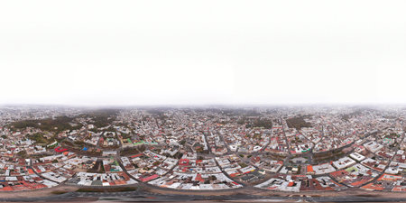 Aerial 360 Panorama View of European City Lviv, Ukraineの写真素材