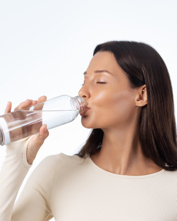 Healthy Sport Woman Refreshing With Water In Wellness Lifestyle Bannerの写真素材