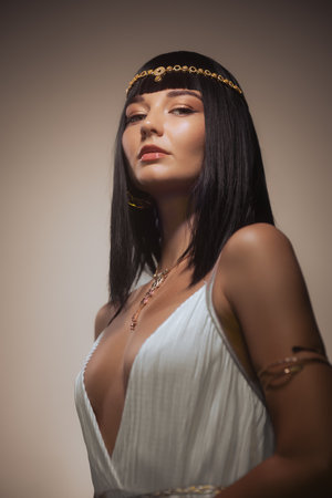 Regal Cleopatra-Inspired Portrait With Authentic Accessoriesの写真素材
