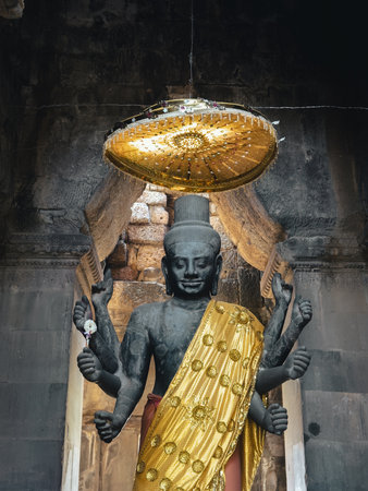 Eight-Armed Vishnu Statue, Angkor Wat, Under Golden Ceremonial Canopy