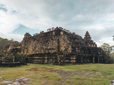 Baphuon Temple Pyramid In Angkor Thom, Cambodia, Ancient Khmer Ruinsの写真素材