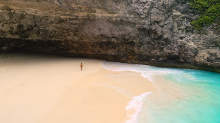 Kelingking Beach Bali by Sea Cave, Travel Lifestyle Conceptの写真素材
