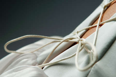 Back of a wedding dress with laceの写真素材