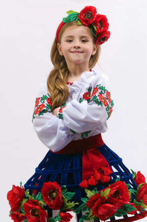 young girl on a white background in the studio