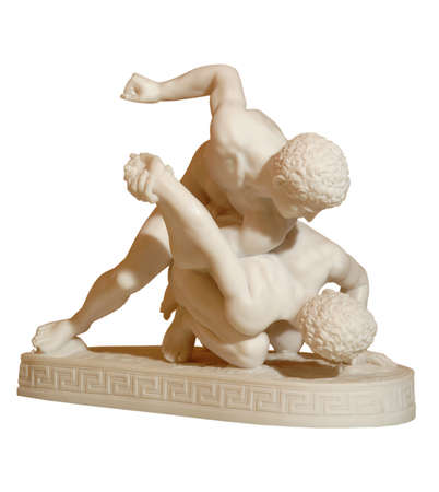 Statue of two men wrestlers in the antique styleの写真素材
