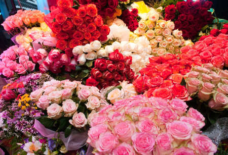 Floral pattern on a holiday, multicolored rosesの写真素材