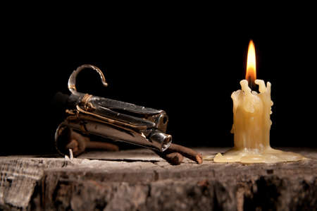 cigarette lighter on a background of fire, black backgroundの写真素材