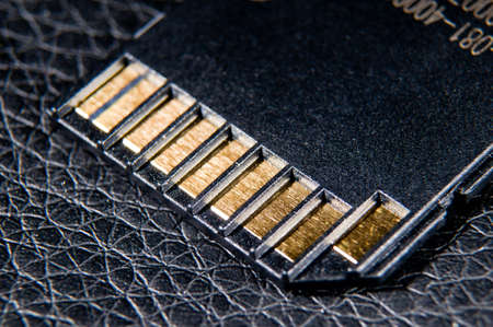 SD memory card  Photo close-up on a black backgroundの写真素材