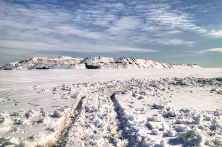 Slagheap winter in the snow  Donetsk  Ukraine