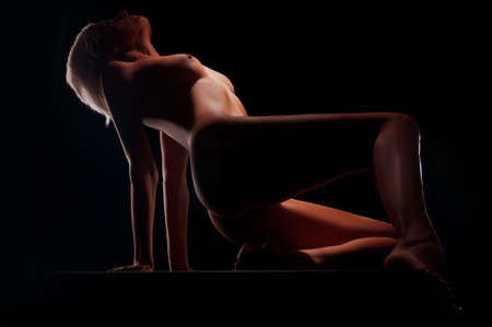   woman on a black backgroundの写真素材