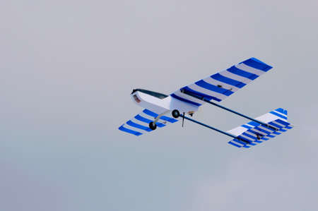 Homemade radio control aircraft with electric motorの写真素材
