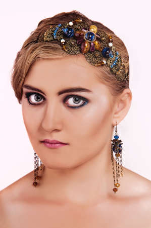 Face of a young woman on isolated background