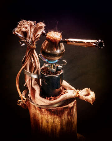 still life with a coffee pot on the fire