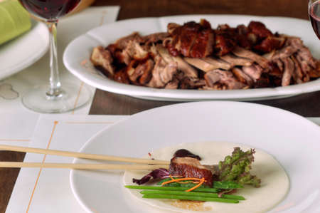 tasty roast duck with spices on Asianの写真素材
