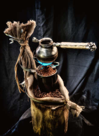 still life with a coffee pot on the fireの写真素材